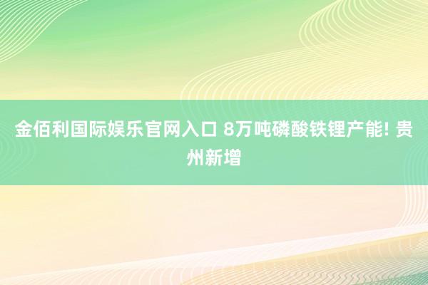 金佰利国际娱乐官网入口 8万吨磷酸铁锂产能! 贵州新增