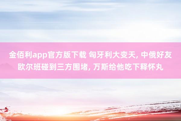 金佰利app官方版下载 匈牙利大变天， 中俄好友欧尔班碰到三方围堵， 万斯给他吃下释怀丸
