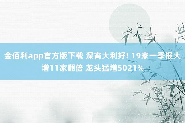 金佰利app官方版下载 深宵大利好! 19家一季报大增11家翻倍 龙头猛增5021%