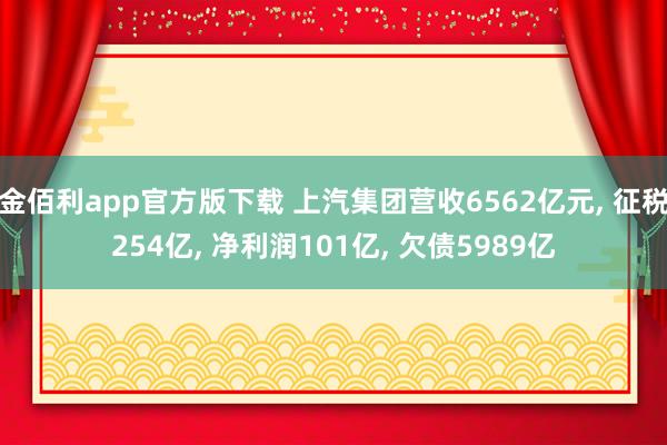 金佰利app官方版下载 上汽集团营收6562亿元， 征税254亿， 净利润101亿， 欠债5989亿