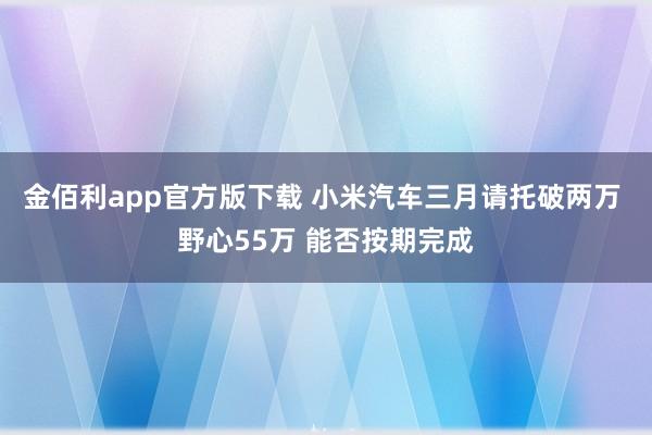 金佰利app官方版下载 小米汽车三月请托破两万 野心55万 能否按期完成