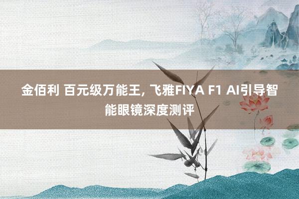 金佰利 百元级万能王， 飞雅FIYA F1 AI引导智能眼镜深度测评