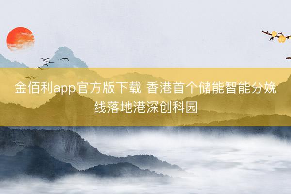 金佰利app官方版下载 香港首个储能智能分娩线落地港深创科园