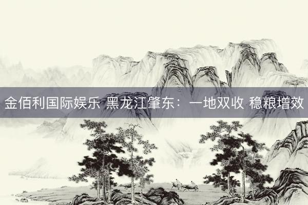 金佰利国际娱乐 黑龙江肇东：一地双收 稳粮增效