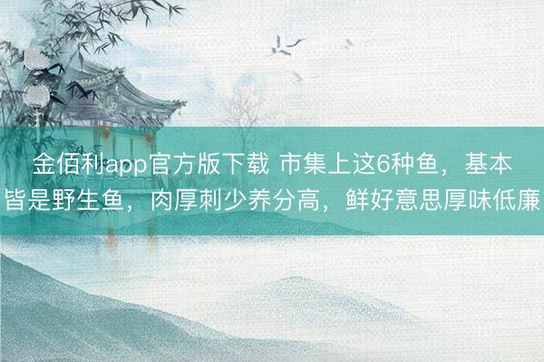 金佰利app官方版下载 市集上这6种鱼,基本皆是野生鱼,肉厚刺少养分高,鲜好意思厚味低廉