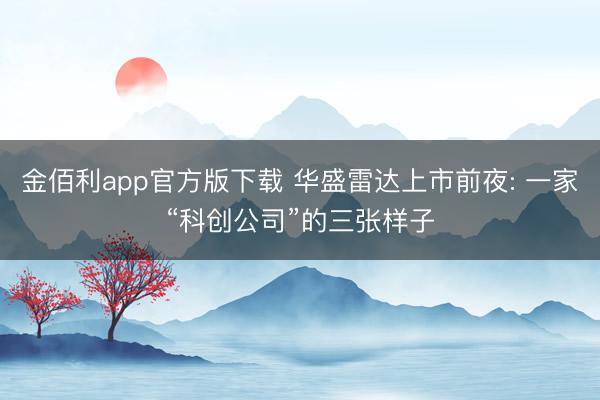 金佰利app官方版下载 华盛雷达上市前夜: 一家“科创公司”的三张样子