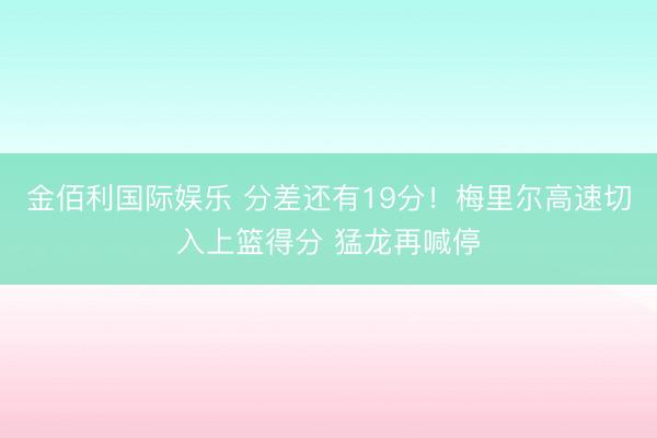 金佰利国际娱乐 分差还有19分！梅里尔高速切入上篮得分 猛龙再喊停