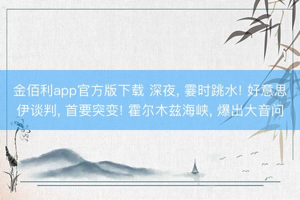 金佰利app官方版下载 深夜, 霎时跳水! 好意思伊谈判, 首要突变! 霍尔木兹海峡, 爆出大音问