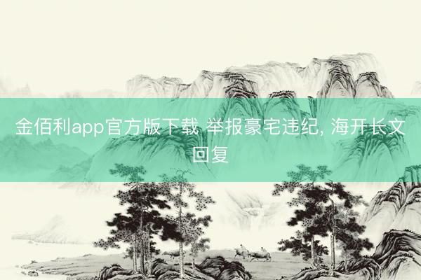 金佰利app官方版下载 举报豪宅违纪, 海开长文回复