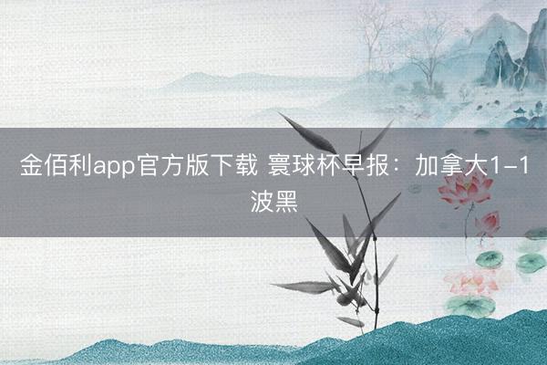 金佰利app官方版下载 寰球杯早报：加拿大1-1波黑