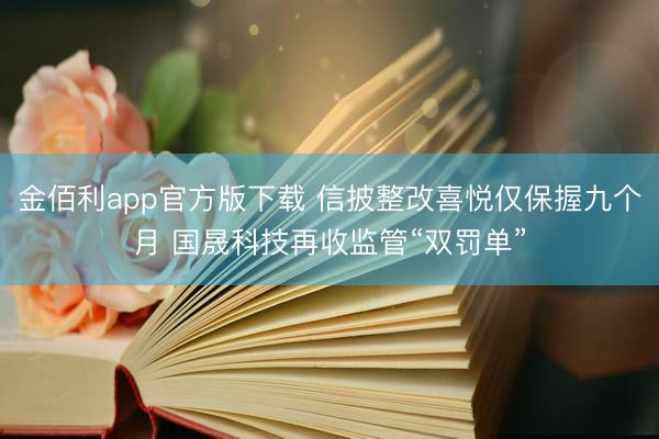 金佰利app官方版下载 信披整改喜悦仅保握九个月 国晟科技再收监管“双罚单”