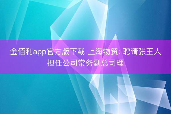 金佰利app官方版下载 上海物贸: 聘请张王人担任公司常务副总司理